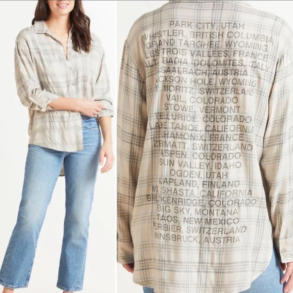 SUNDRY Destination Long Sleeve Button Down Shirt - Picture 1 of 8